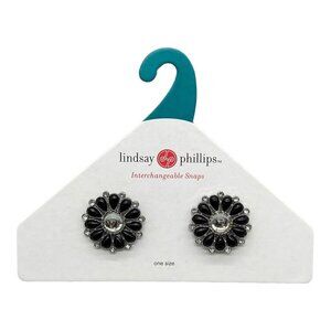 Lindsay Phillips Interchangeable Snaps "Thea" One Size Black & Silver Floral Des
